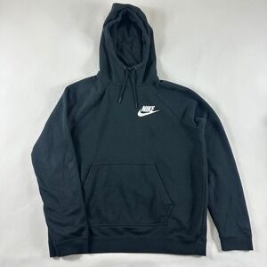 Nike Sportswear Mens Hoodie Black White Futura Logo Fleece Pullover Medium M